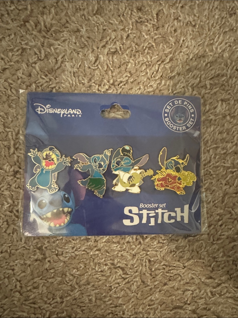 Disney Stitch Enamel Pin Booster Set - Blue, Green, Yellow, Red